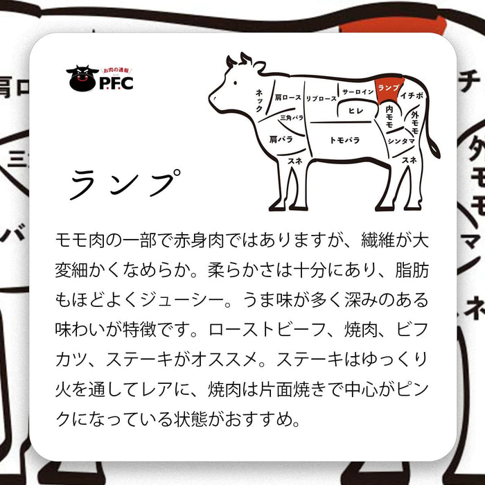 国産 黒毛和牛 A5等級牛次郎 希少部位 ランプ 塊肉（500g）(２人前)